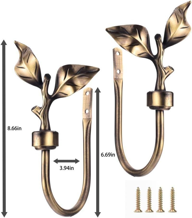 Leaf Shaped Curtain Holdbacks, - Antique Brass Hook ulasan dan harga