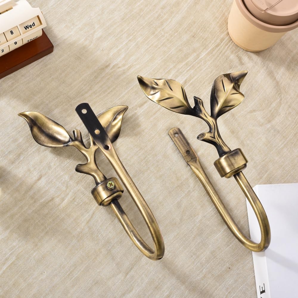 Leaf Shaped Curtain Holdbacks, - Antique Brass Hook ulasan dan harga