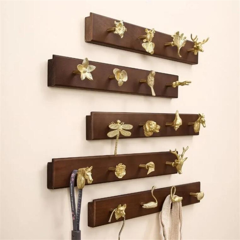 Wall Mount Row Hook Brass Anim - Antique Brass Hook ulasan dan harga